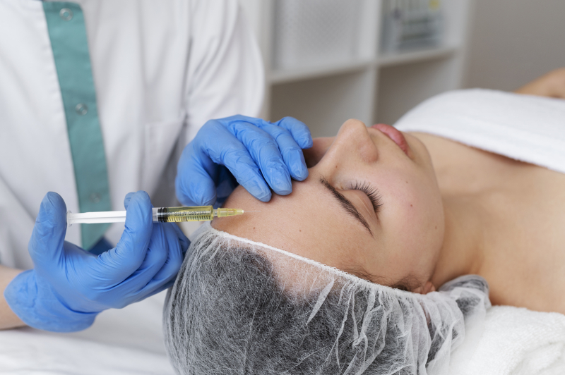 Woman getting face prp treatment